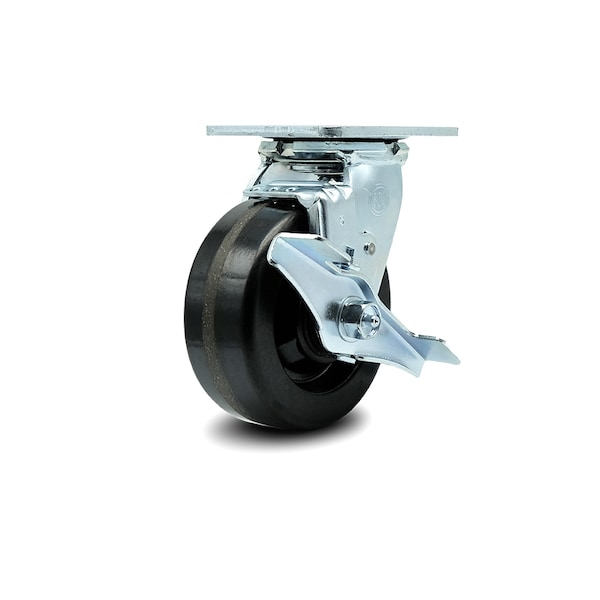 5 Inch Phenolic Swivel Caster with Roller Bearing and Brake